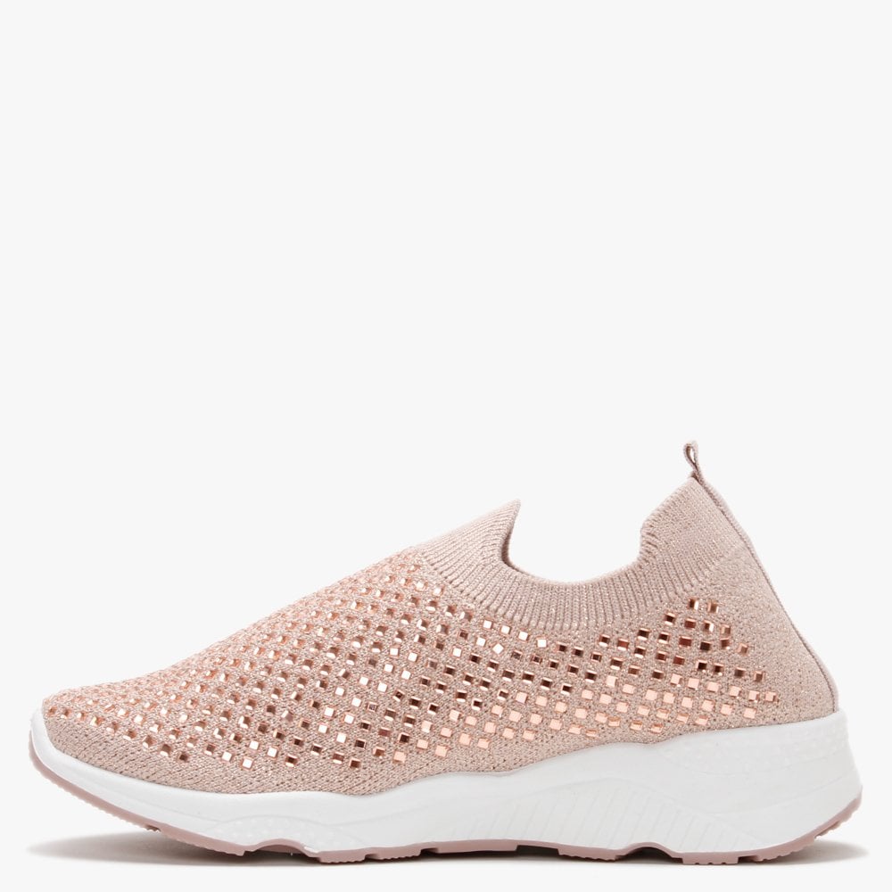 Beani Nude Diamond Embellished Trainers