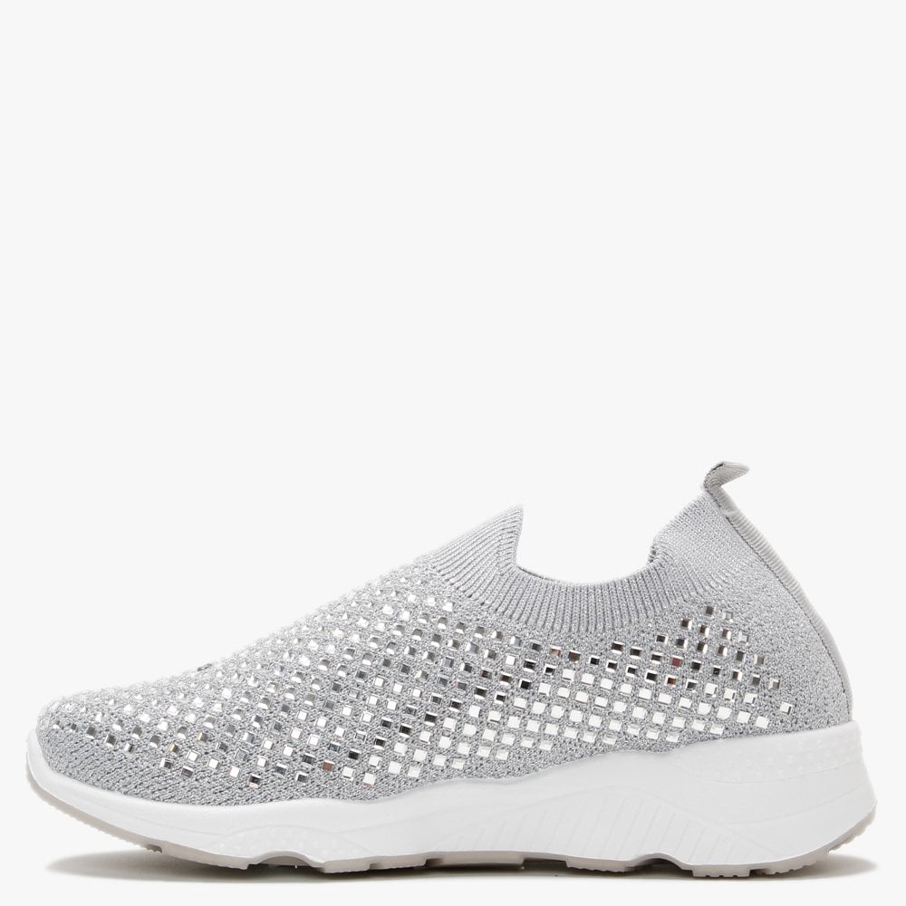 Beani Grey Diamond Embellished Trainers