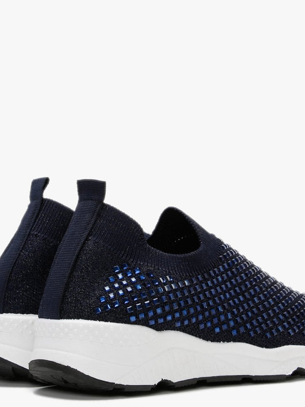 Beani Navy Diamond Embellished Trainers