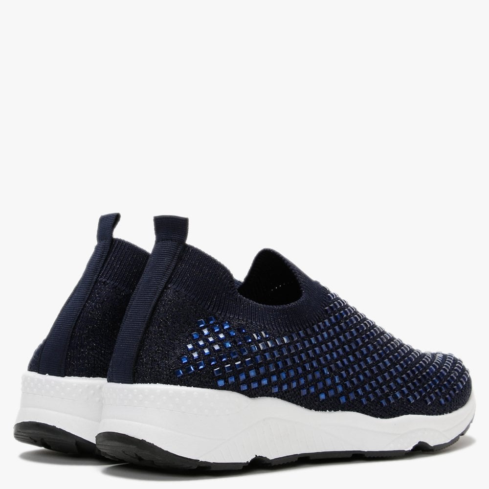 Beani Navy Diamond Embellished Trainers