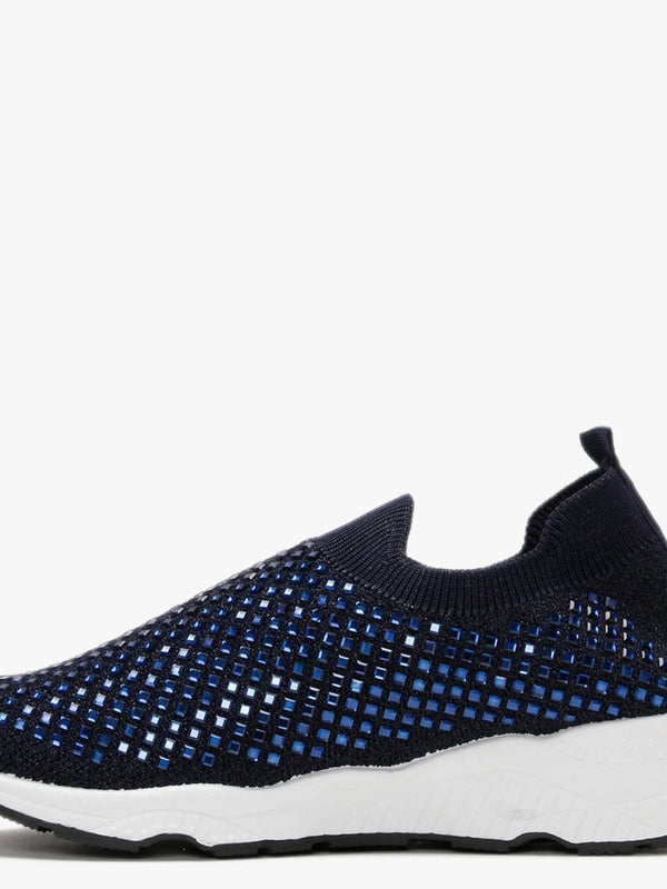Beani Navy Diamond Embellished Trainers