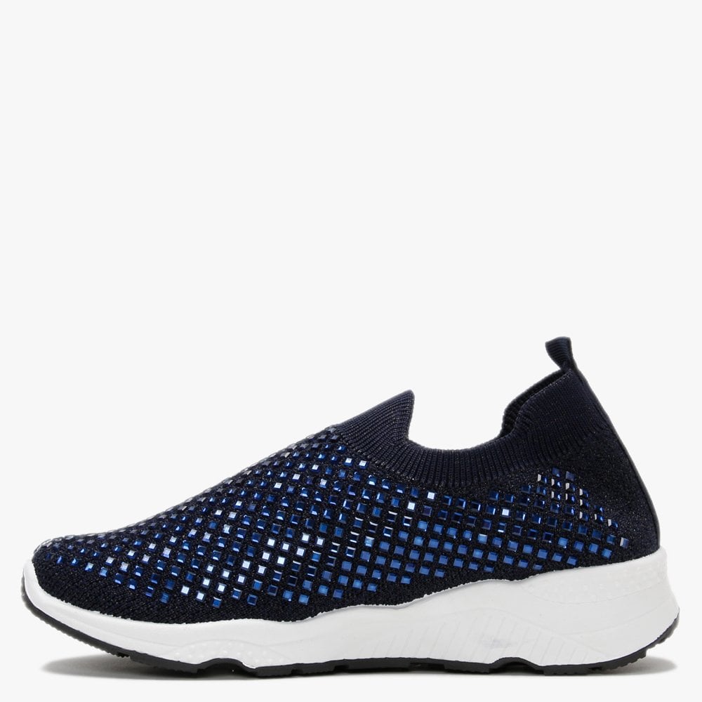 Beani Navy Diamond Embellished Trainers