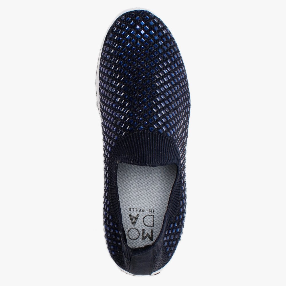 Beani Navy Diamond Embellished Trainers