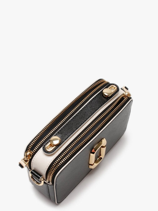 Large Snapshot Black Leather Camera Bag
