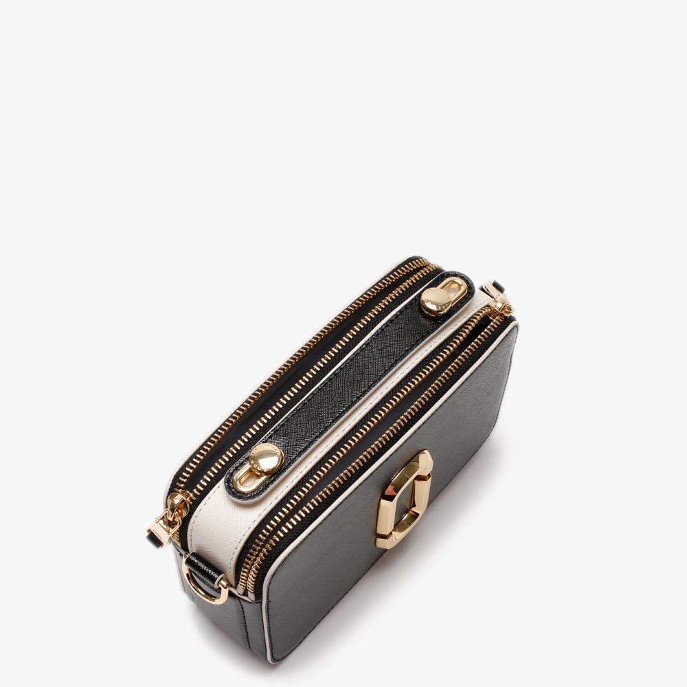 Large Snapshot Black Leather Camera Bag