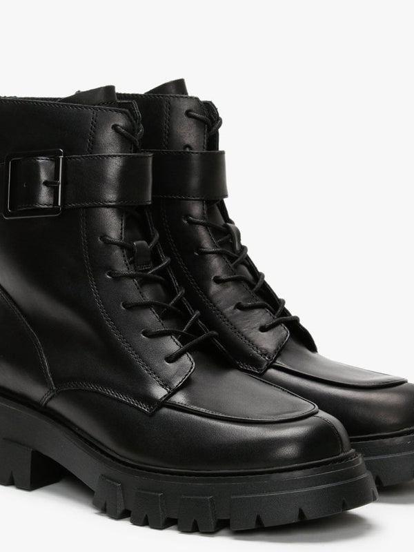 Lewis Black Leather Biker Boots
