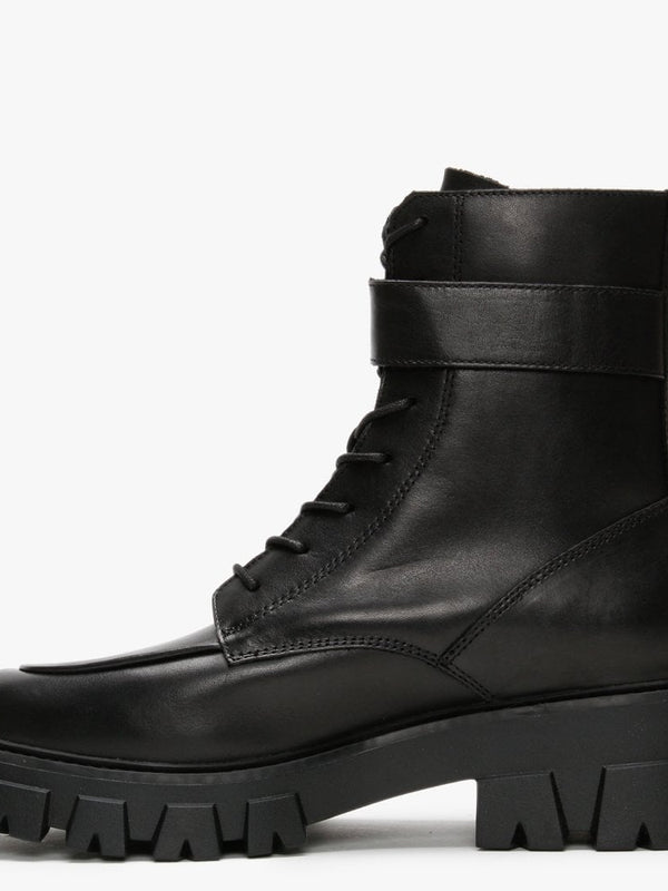 Lewis Black Leather Biker Boots