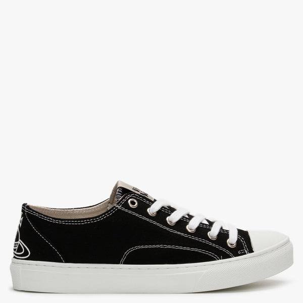 Vegan Plimsoll Low Top Black Canvas Trainers