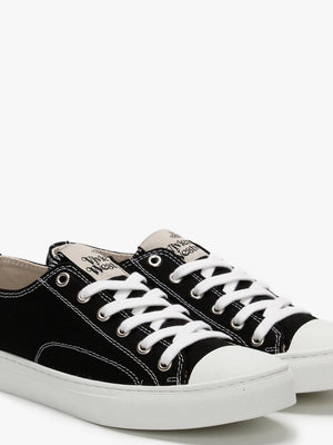 Vegan Plimsoll Low Top Black Canvas Trainers