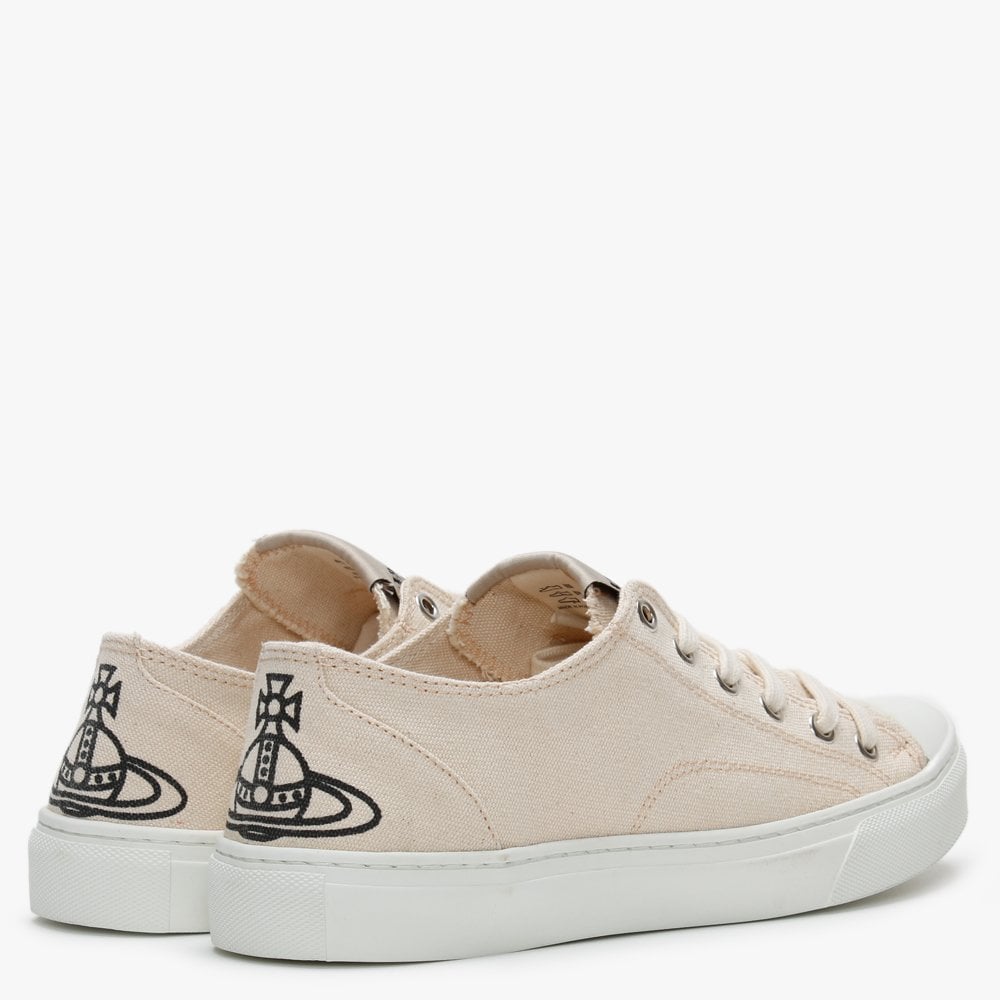 Vegan Plimsoll Low Top Beige Canvas Trainers