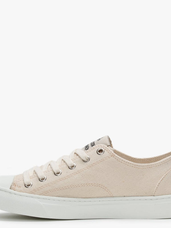 Vegan Plimsoll Low Top Beige Canvas Trainers