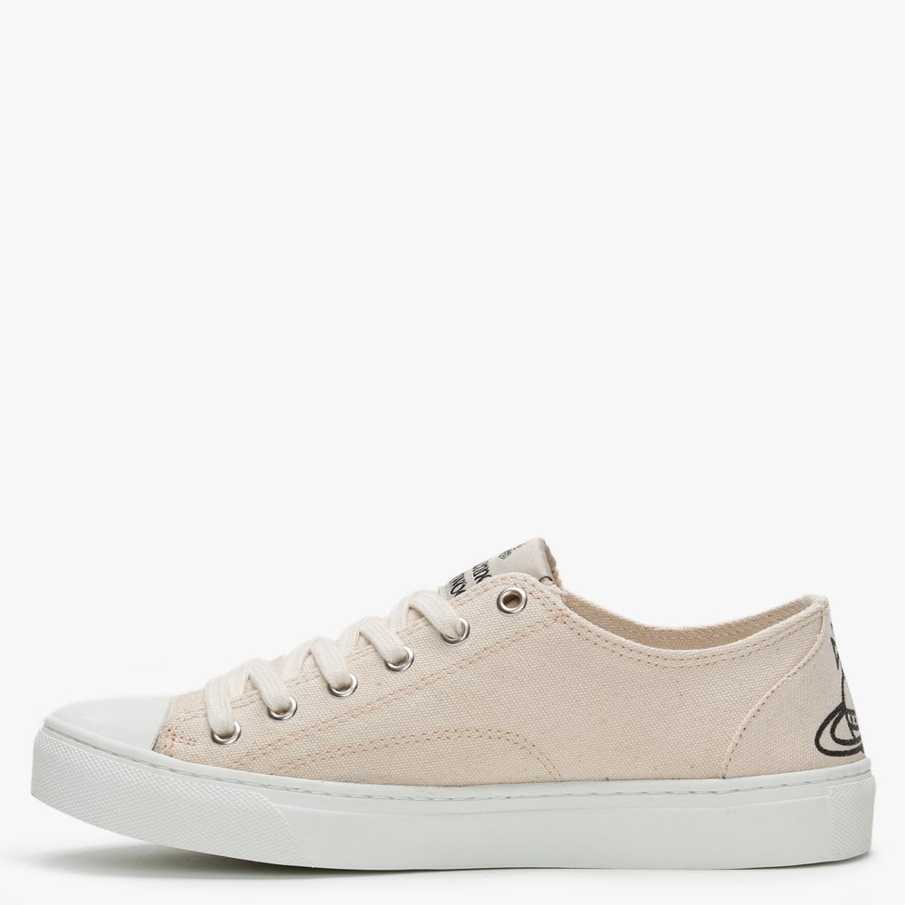 Vegan Plimsoll Low Top Beige Canvas Trainers