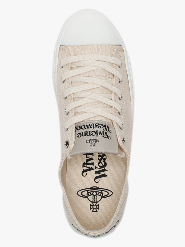 Vegan Plimsoll Low Top Beige Canvas Trainers
