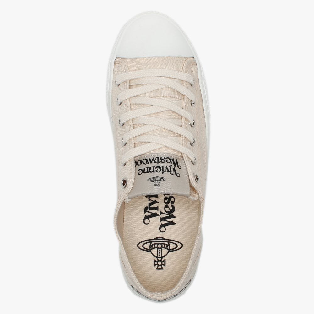 Vegan Plimsoll Low Top Beige Canvas Trainers