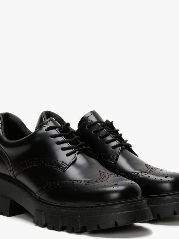 London Black Leather Lace Up Brogues