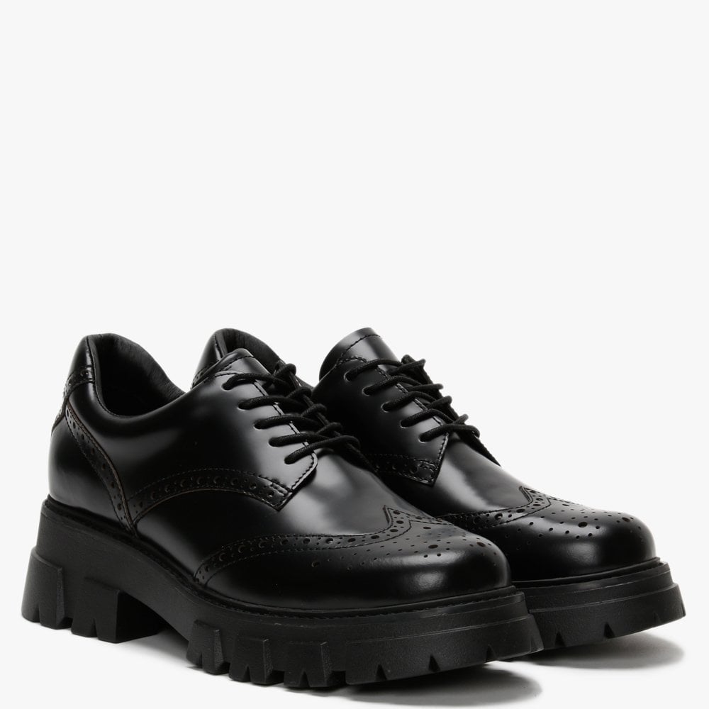London Black Leather Lace Up Brogues