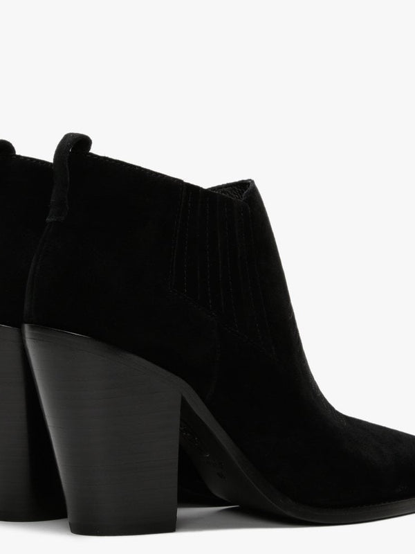 Bonnie Black Suede Toe Cap Western Ankle Boots