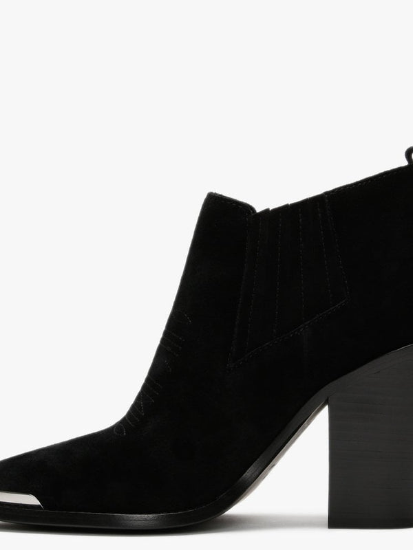 Bonnie Black Suede Toe Cap Western Ankle Boots