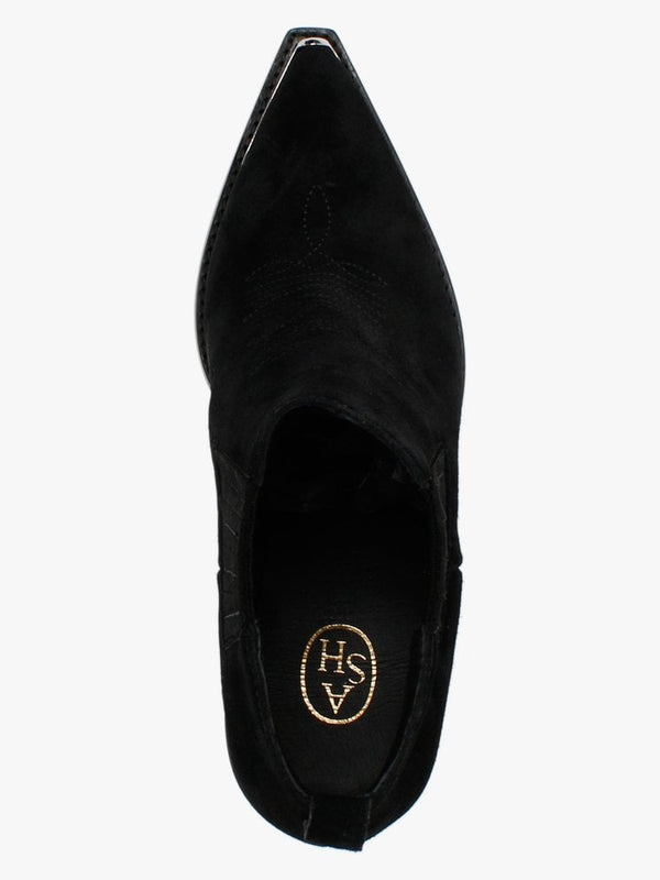 Bonnie Black Suede Toe Cap Western Ankle Boots