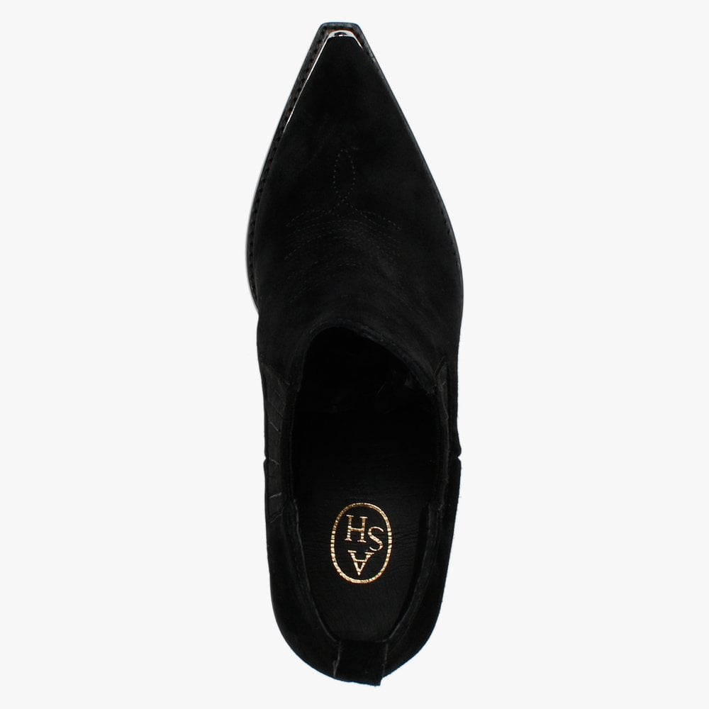 Bonnie Black Suede Toe Cap Western Ankle Boots