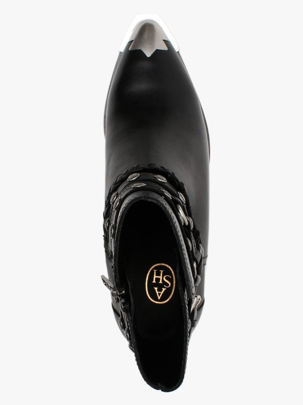Folk Black Leather Western Ankle Boots