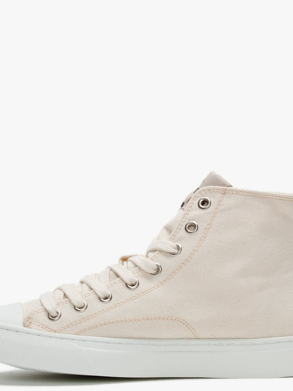 Vegan Plimsoll Hi Top Beige Canvas Trainers