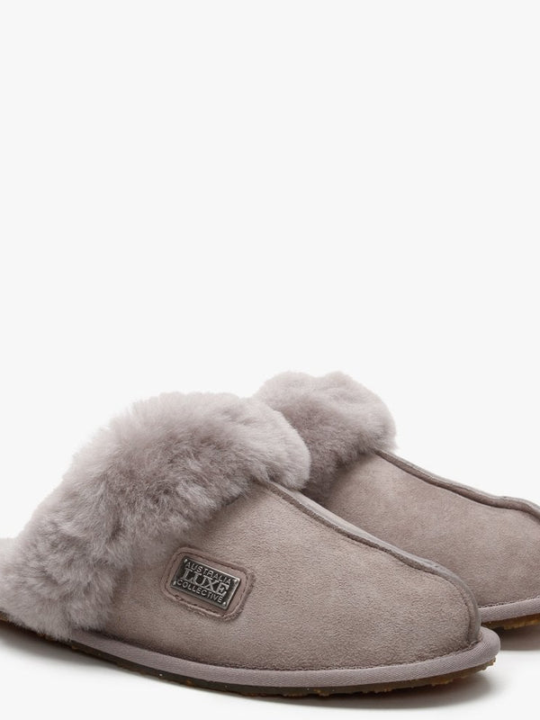 Opal Double-Face Sheepskin Closed Mule Slippers