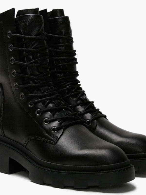 Madness Black Leather Chunky Ankle Boots