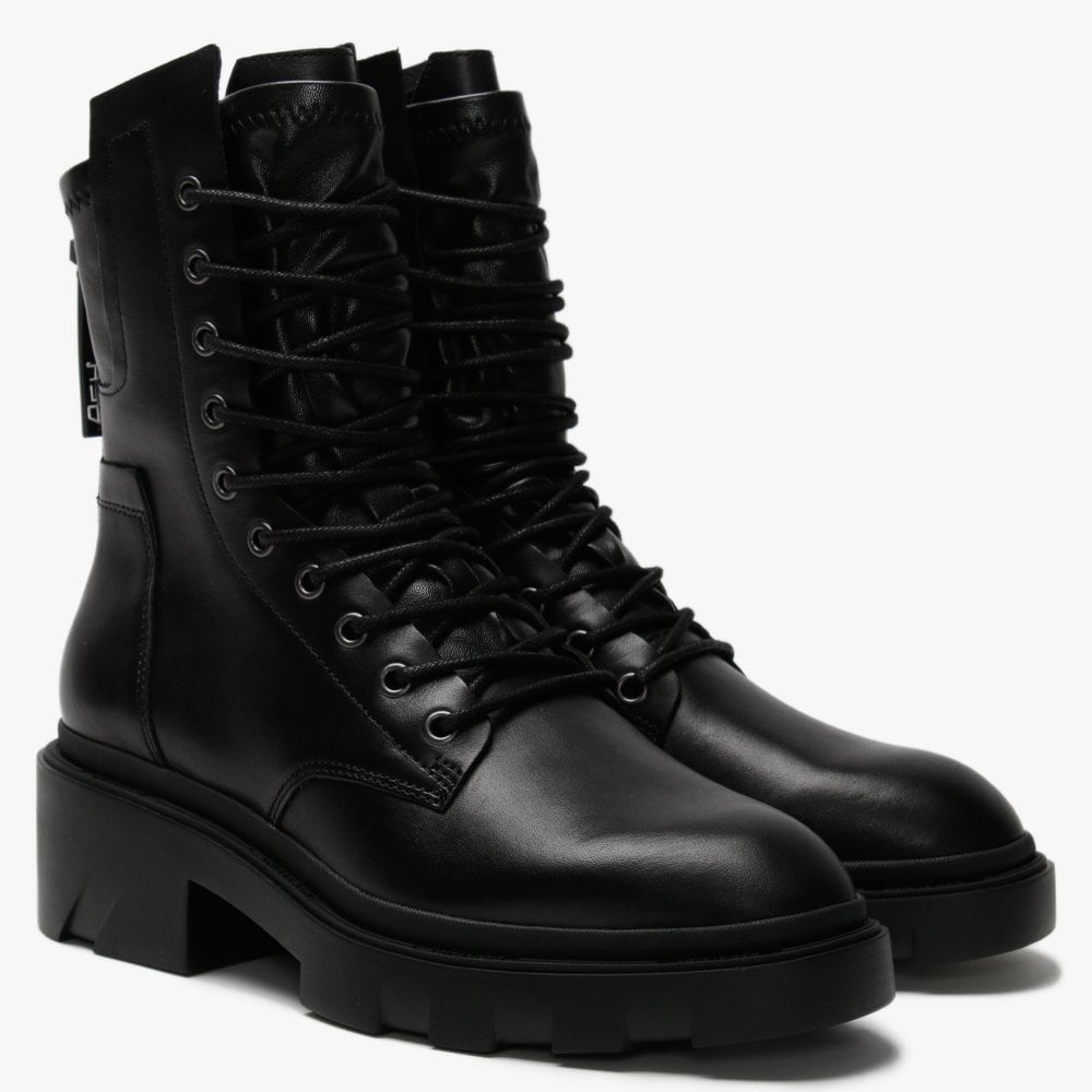 Madness Black Leather Chunky Ankle Boots