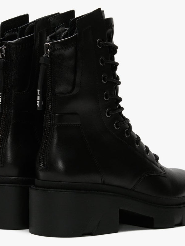 Madness Black Leather Chunky Ankle Boots