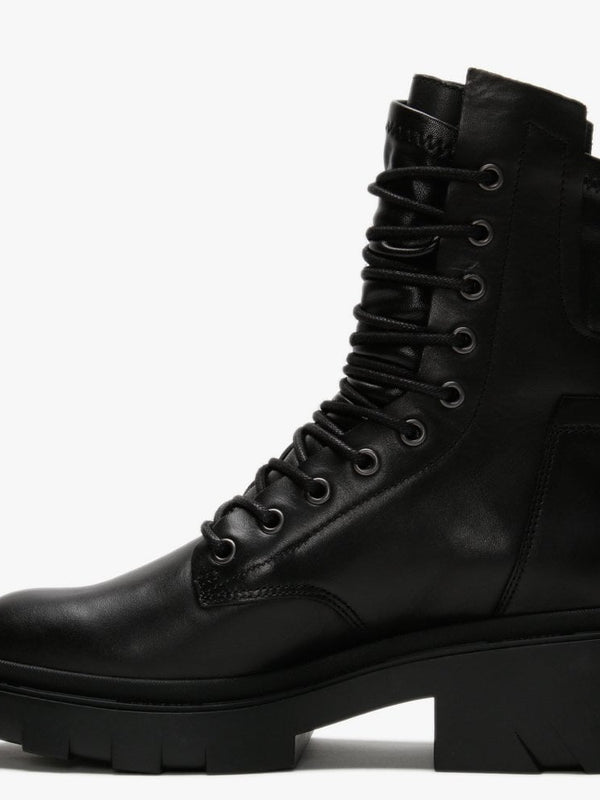 Madness Black Leather Chunky Ankle Boots