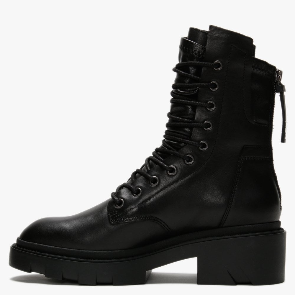 Madness Black Leather Chunky Ankle Boots
