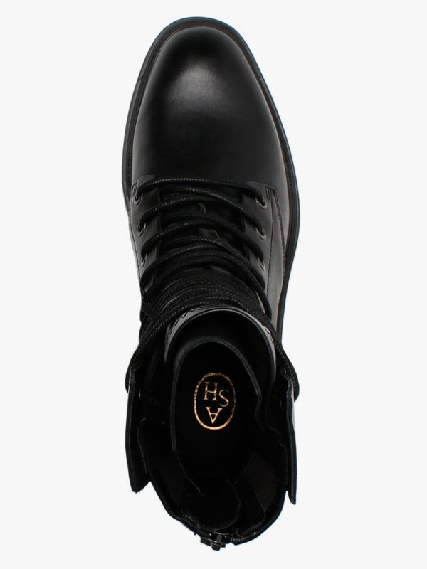 Madness Black Leather Chunky Ankle Boots
