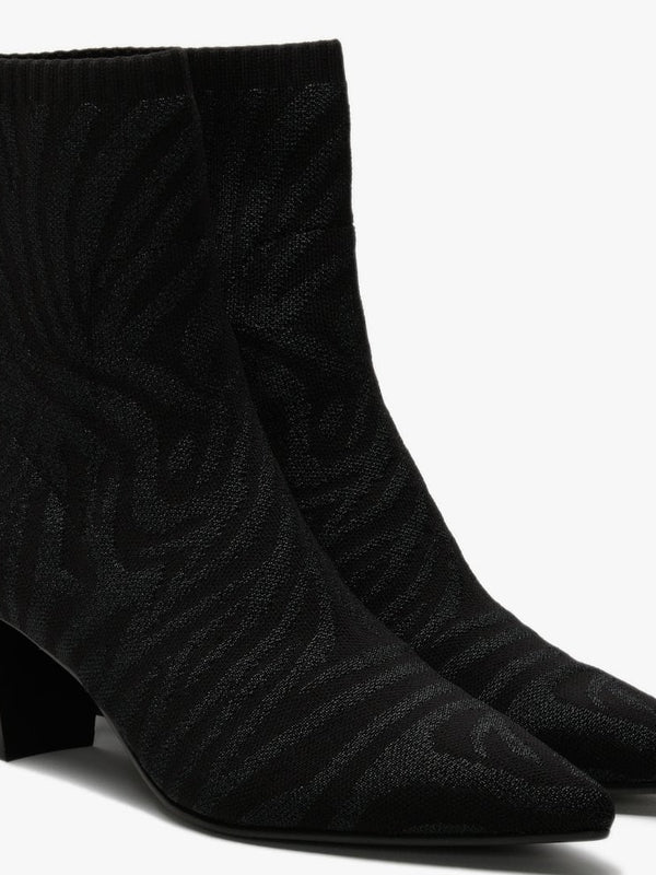 Candy Bis Black Zebra Knitted Ankle Boots
