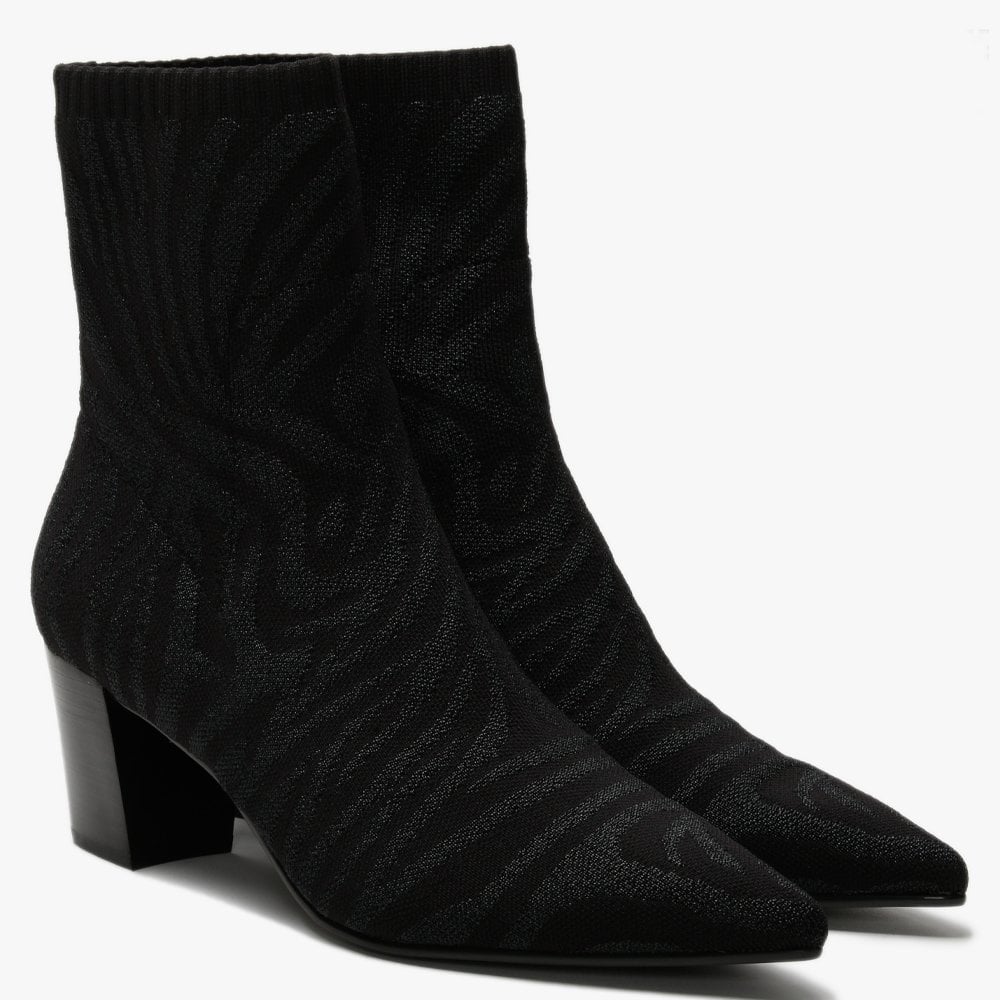 Candy Bis Black Zebra Knitted Ankle Boots