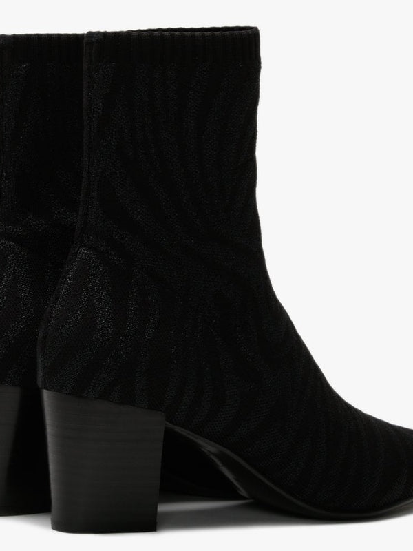 Candy Bis Black Zebra Knitted Ankle Boots
