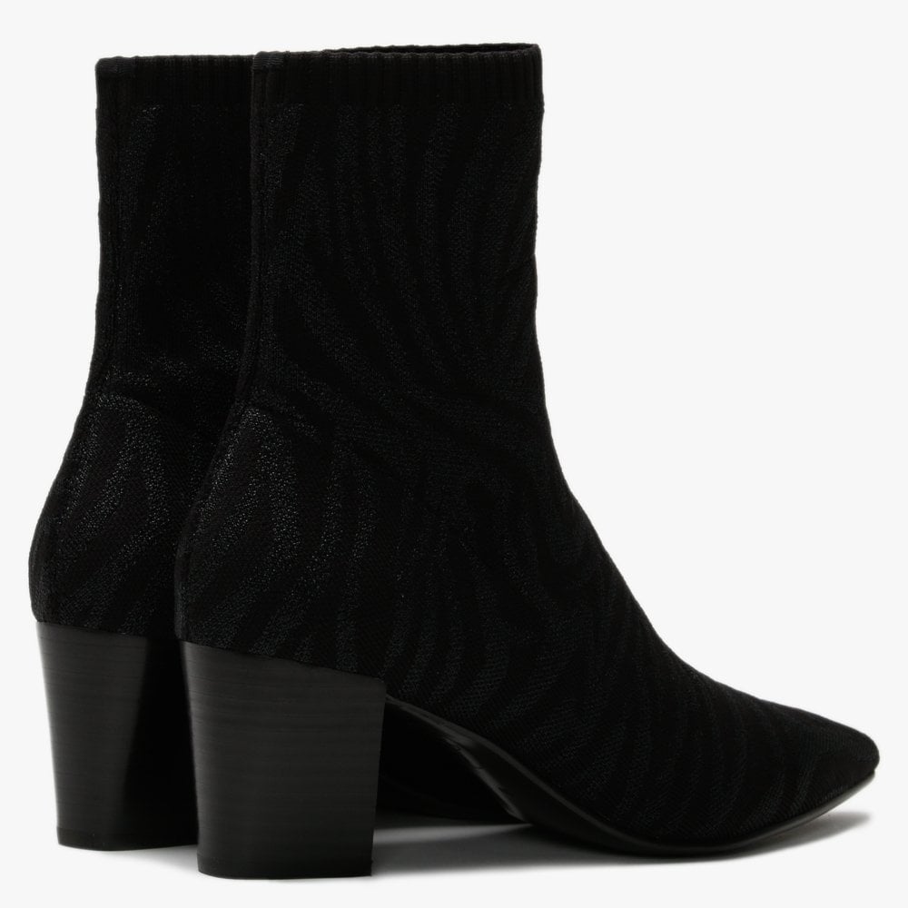 Candy Bis Black Zebra Knitted Ankle Boots