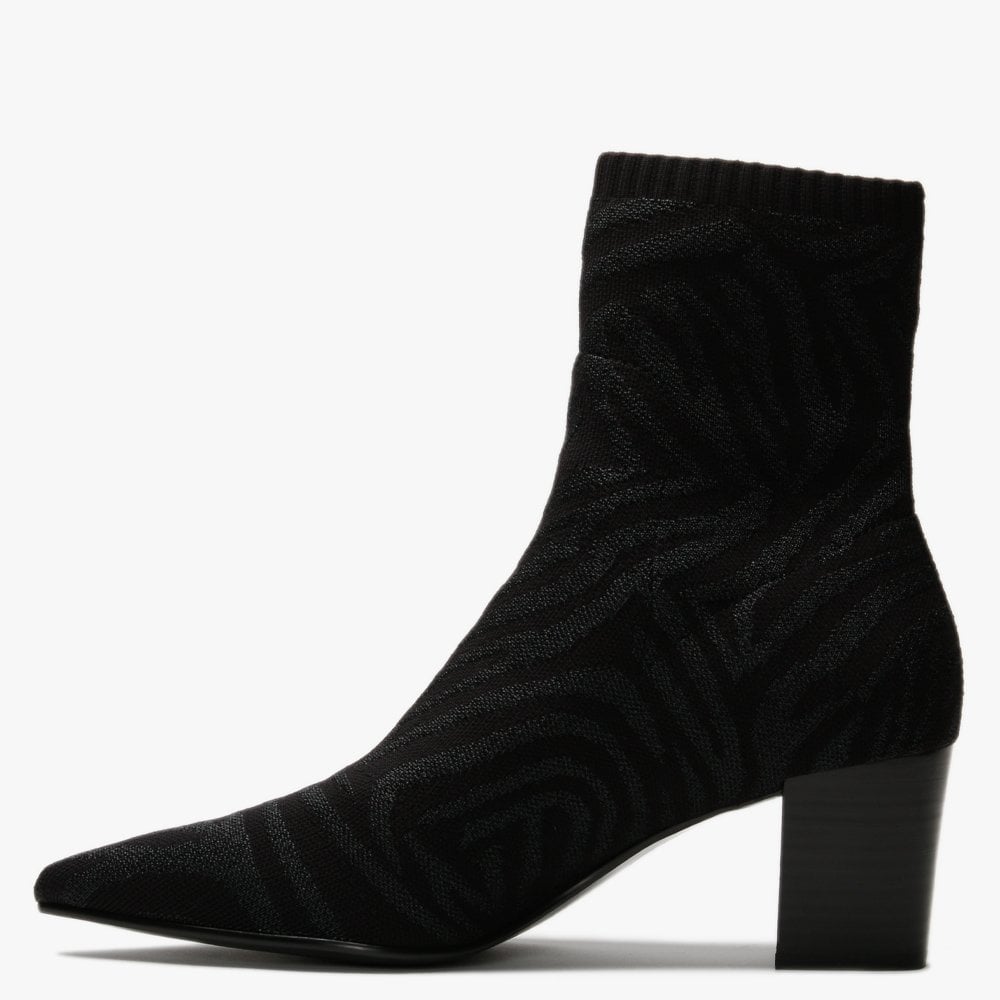 Candy Bis Black Zebra Knitted Ankle Boots
