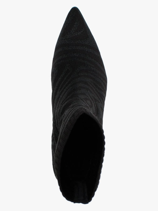 Candy Bis Black Zebra Knitted Ankle Boots
