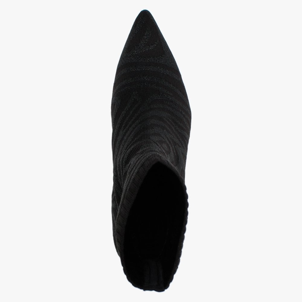 Candy Bis Black Zebra Knitted Ankle Boots