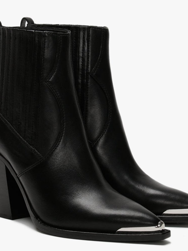 Bang Black Leather Western Ankle Boots