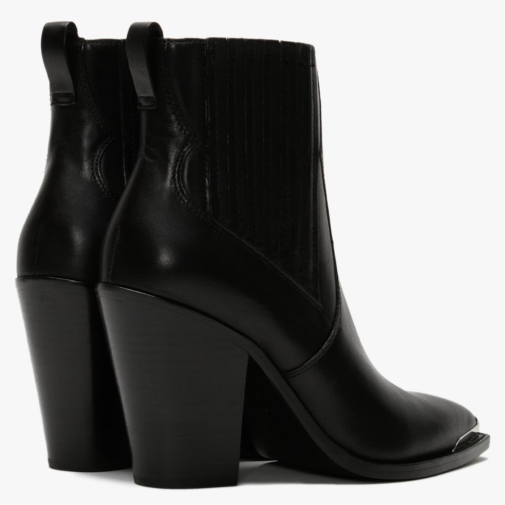 Bang Black Leather Western Ankle Boots