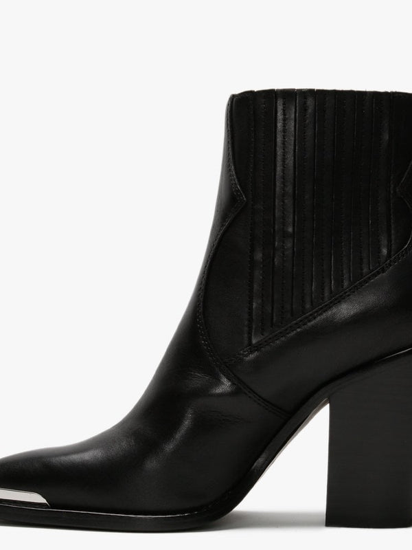 Bang Black Leather Western Ankle Boots