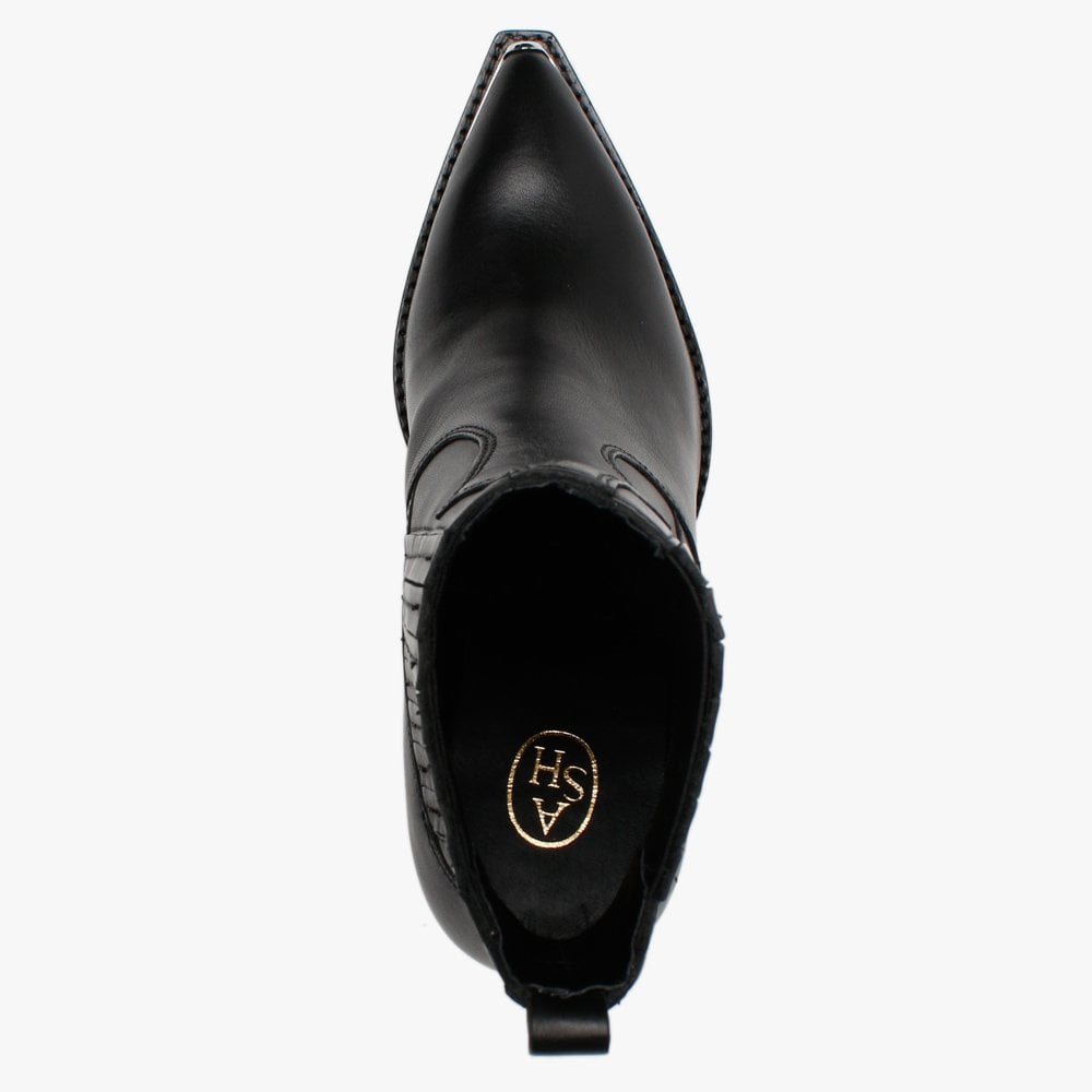 Bang Black Leather Western Ankle Boots