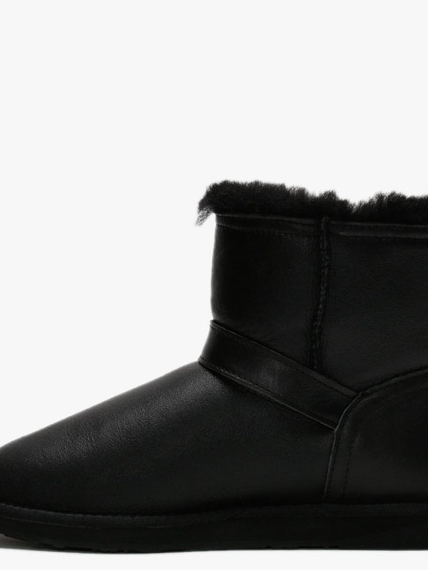 Machina X Short Black Leather Double-Face Sheepskin Ankle Boots