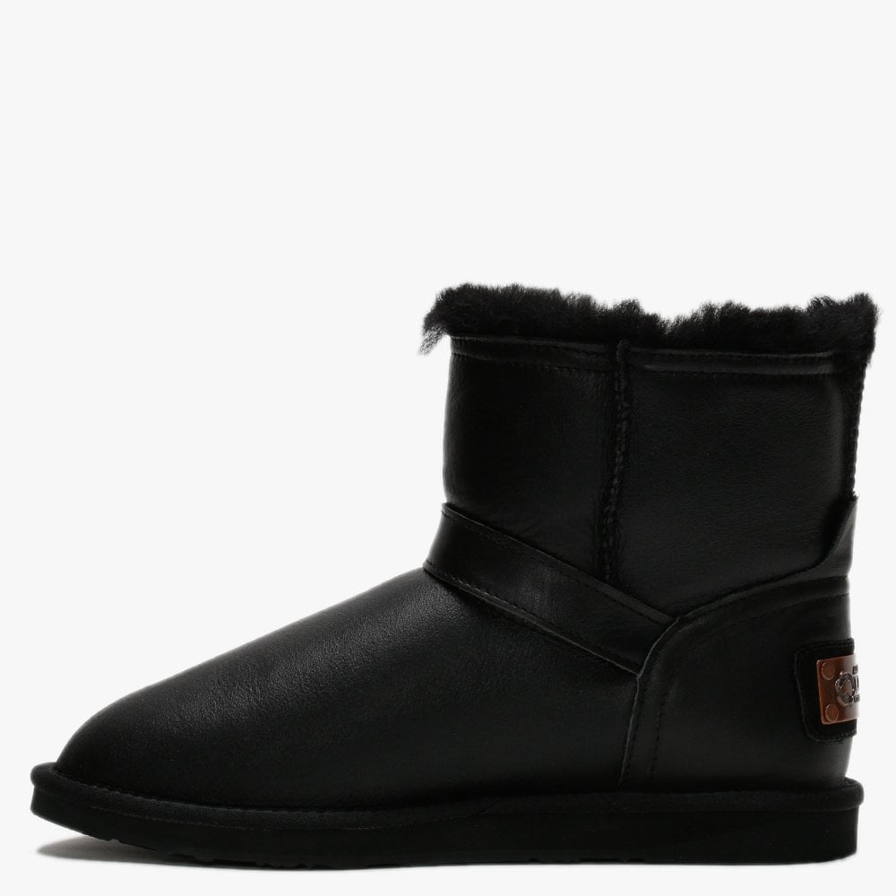 Machina X Short Black Leather Double-Face Sheepskin Ankle Boots