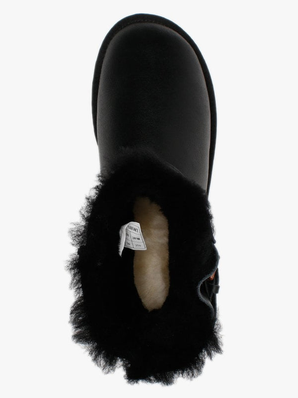 Machina X Short Black Leather Double-Face Sheepskin Ankle Boots