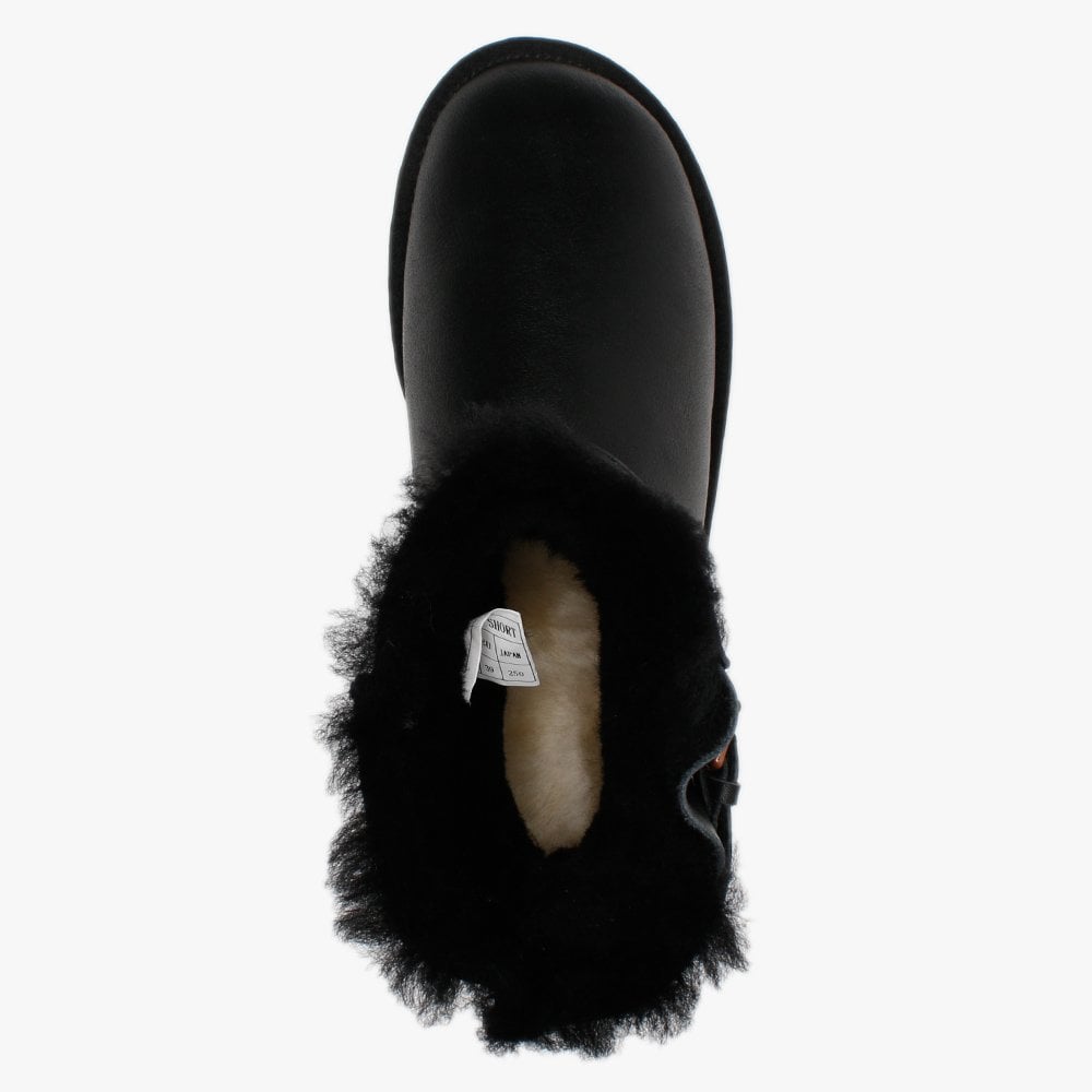 Machina X Short Black Leather Double-Face Sheepskin Ankle Boots