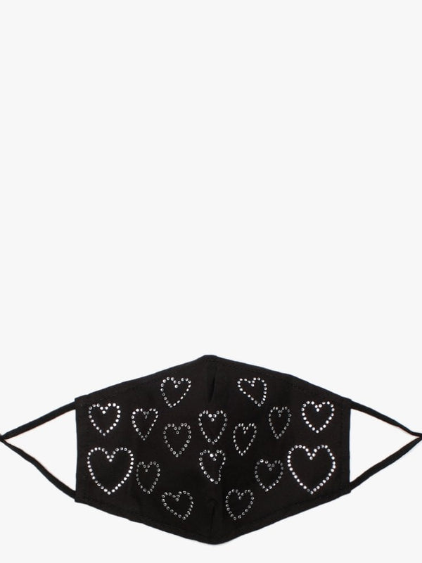 Black Diamante Heart Face Mask