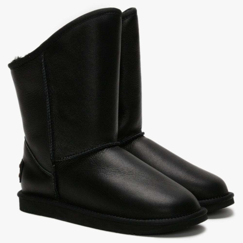 Cosy Short Black Nappa Double-Faced Sheepskin Ankle Boots